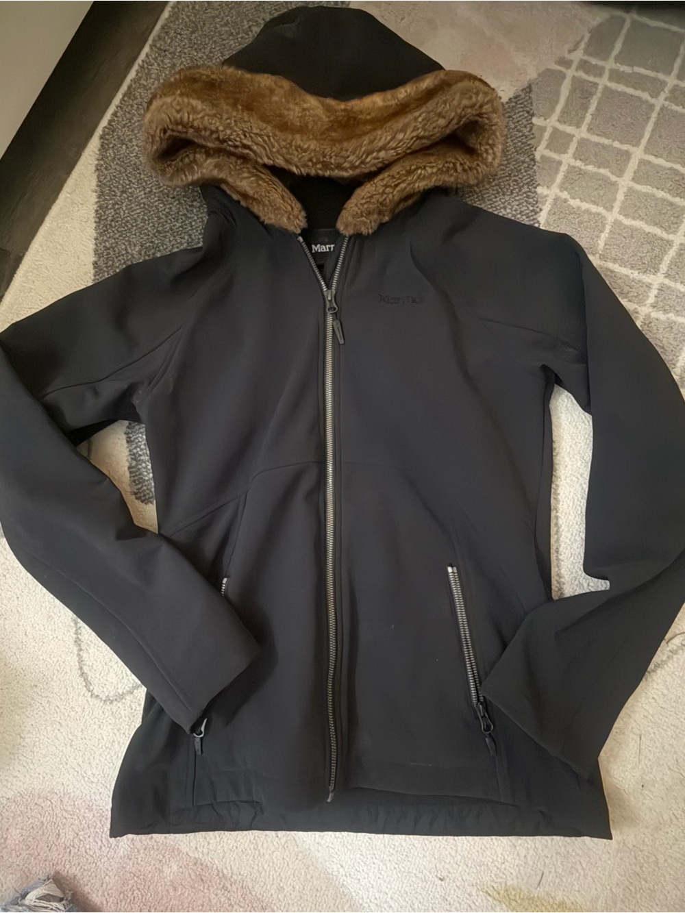 Marmot softshell jacket with faux fur-line hood